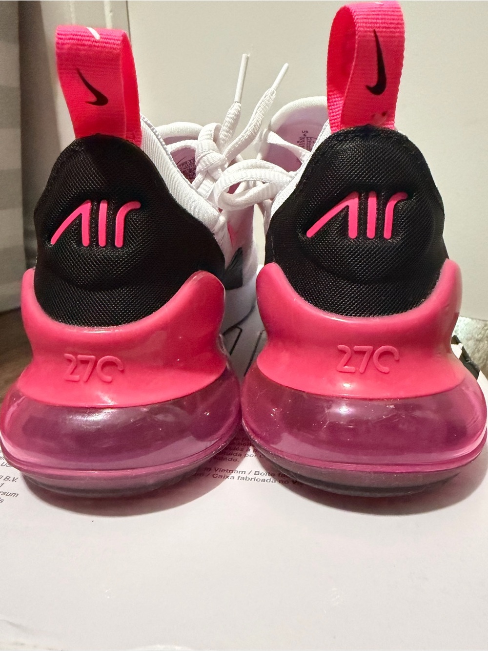 Nike White Pink Black Air Max 270 Low-Top Sneakers women’s size 6 - Picture 4 of 6